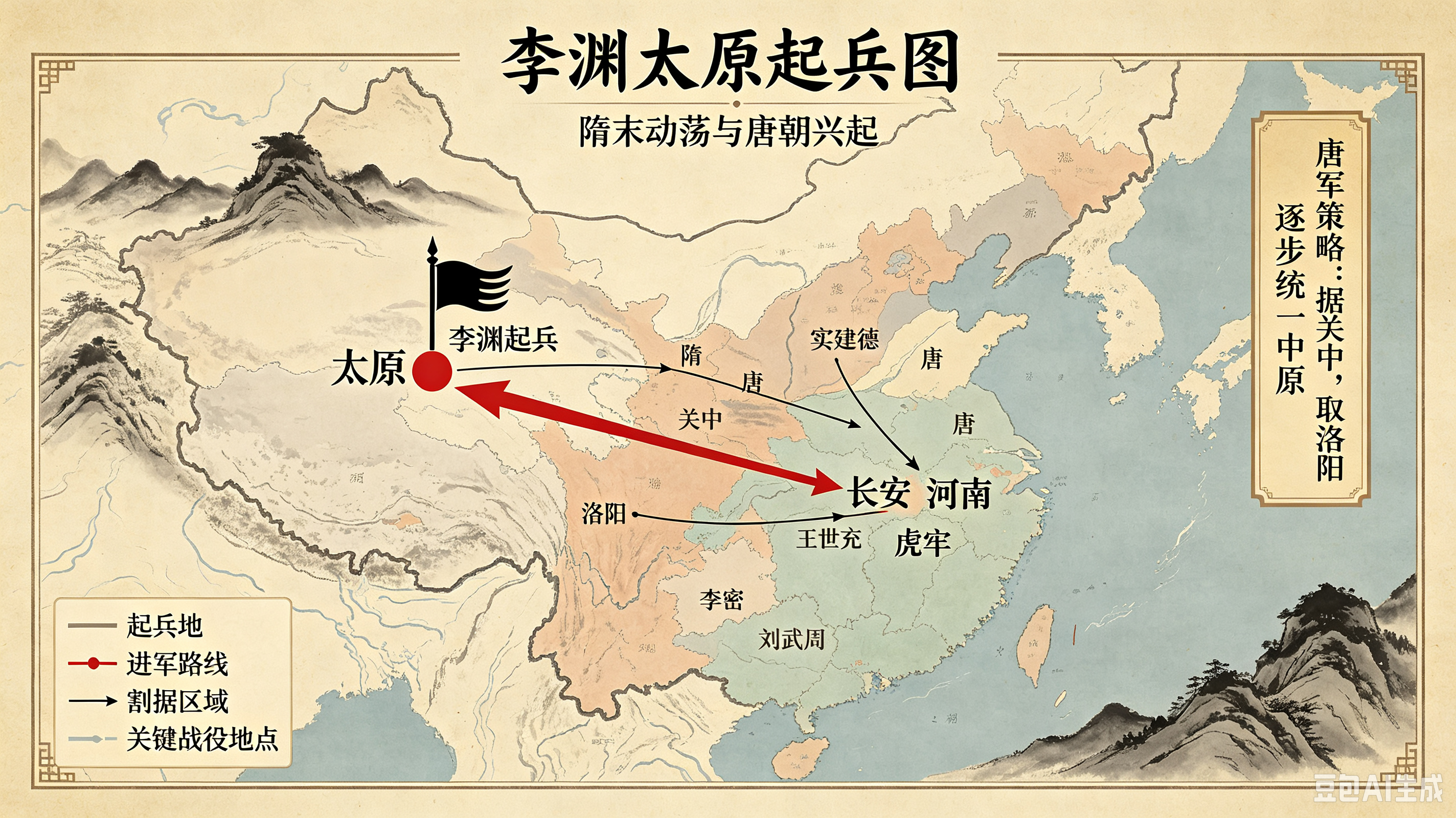 隋末唐初形势图·李渊太原起兵图
